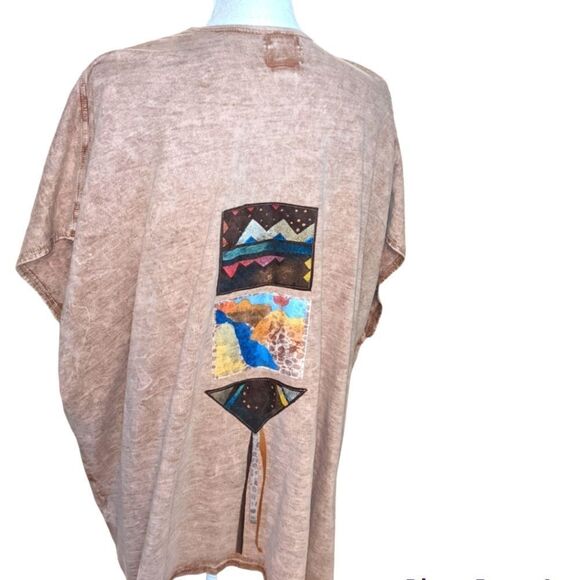 Vintage Elisa boho Western hand painted Long Cotton dress Natural - Picture 6 of 15